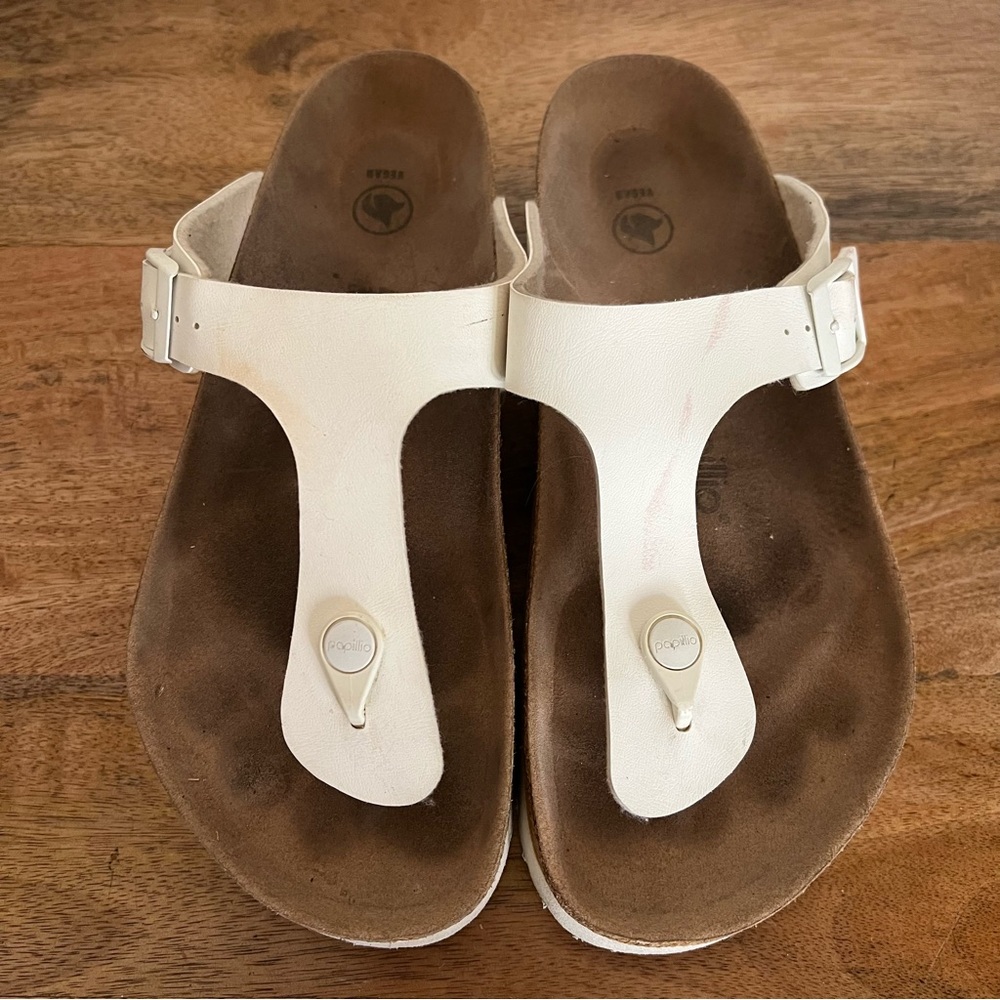 Papillio by Birkenstock Gizeh Flex Platform White Sandal Size 10